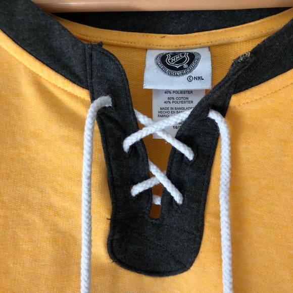 Vintage Boston Bruins Yellow Front Tie Sweatshirt - Picture 4 of 8